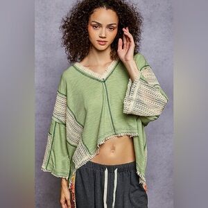 POL “ Sage Glow “ Crochet Top | Sage + Mint